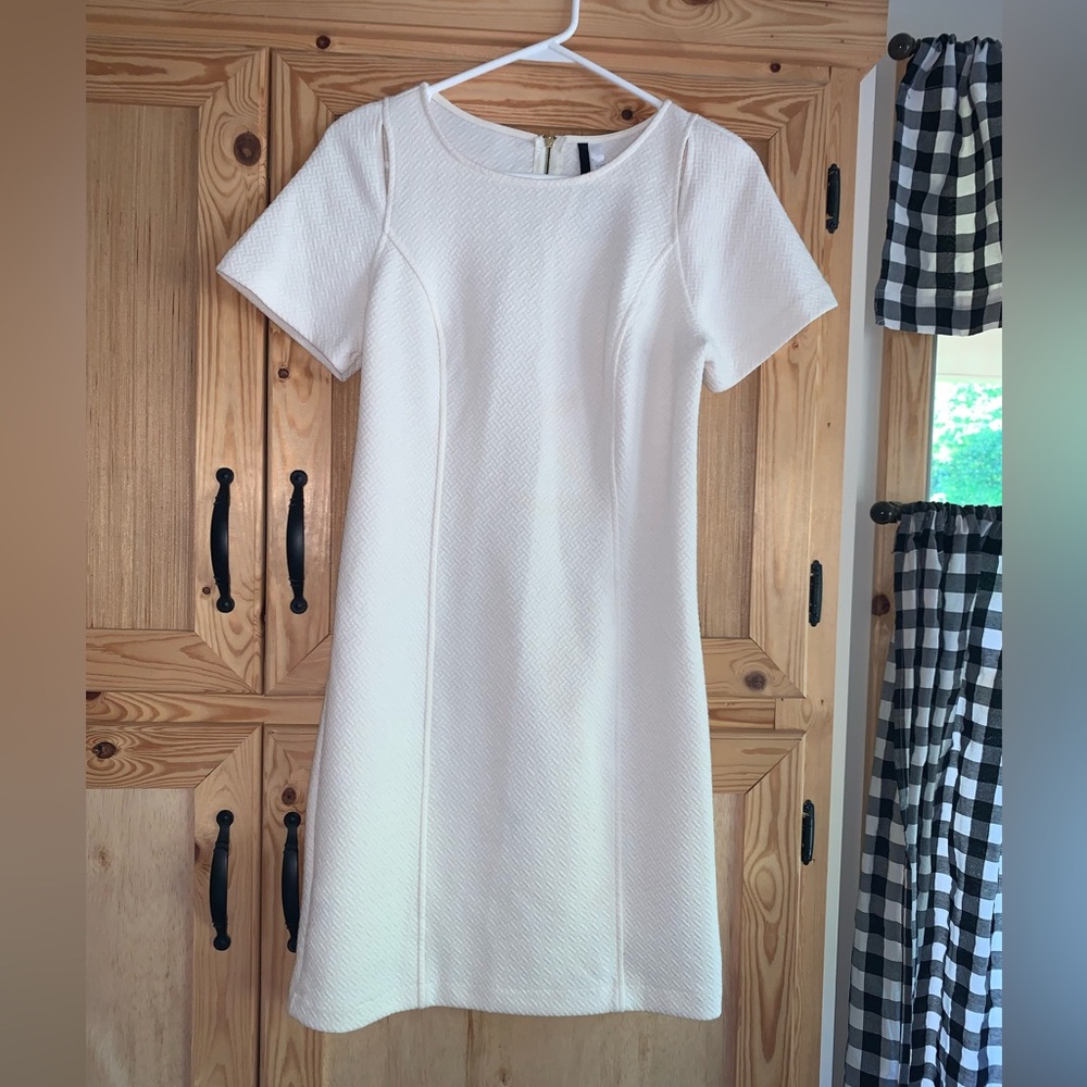 Kensie off white ivory cut-out sleeve exposed back zipper dress size M